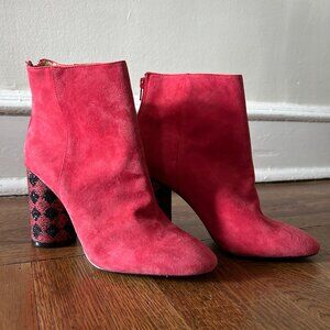 Red Suede Ankle Boot - Size 8.5